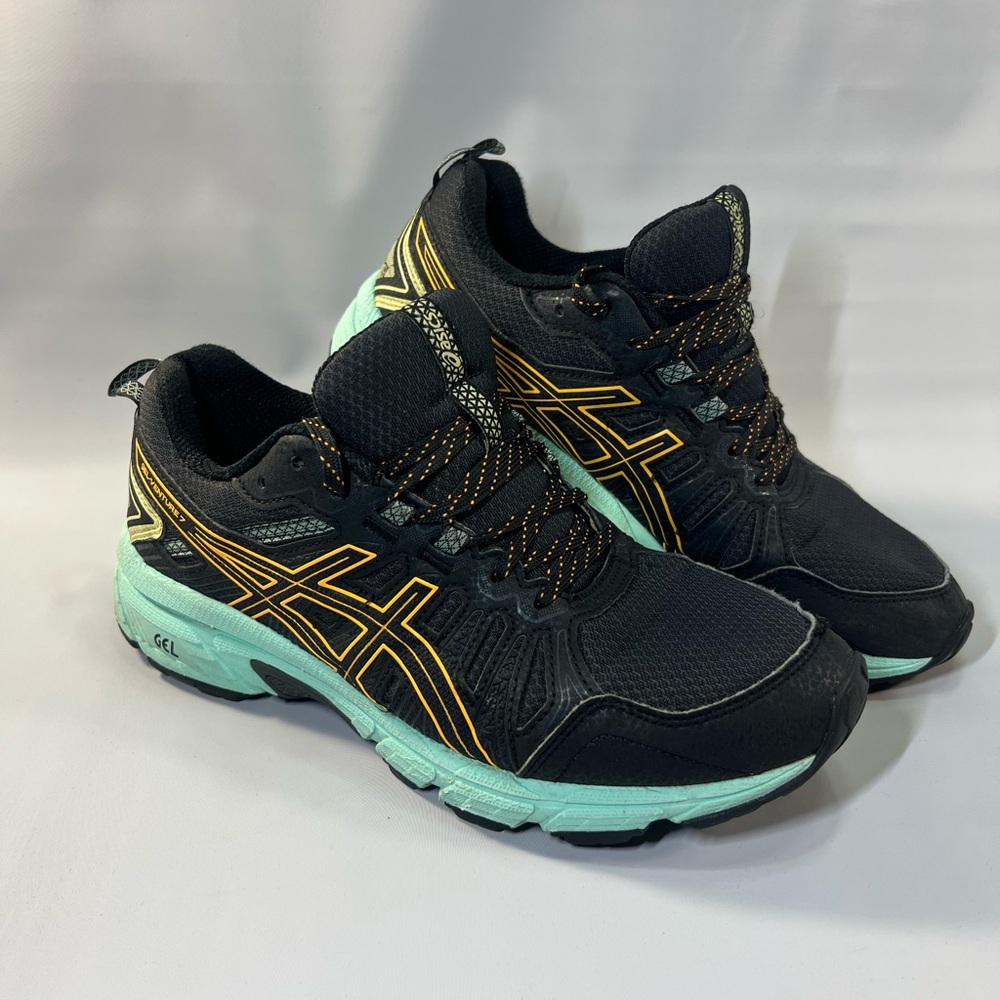 Womens Sz 8 ASICS Gel Venture 7 Trail Running Shoes, Seafoam/Black Athletic
